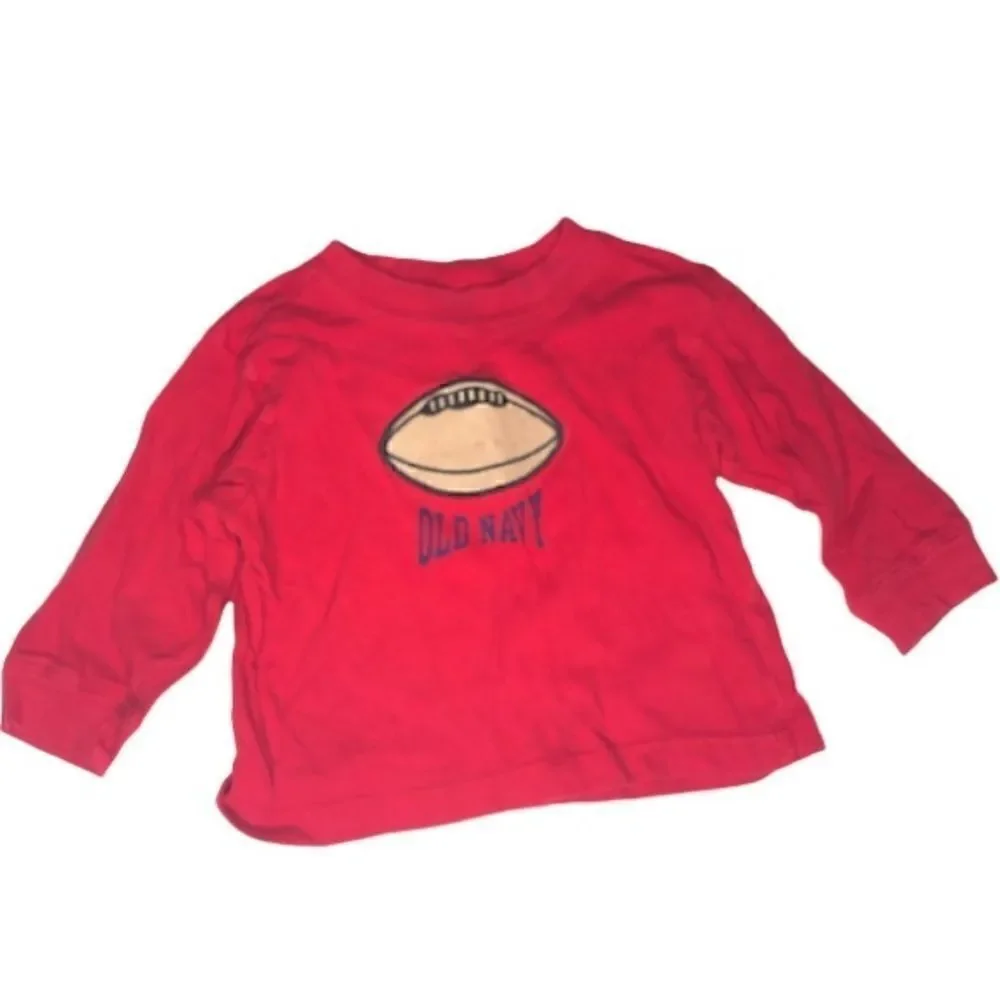 3/$15 or 5/$20 Old Navy size 6-12 months red long sleeve football tee